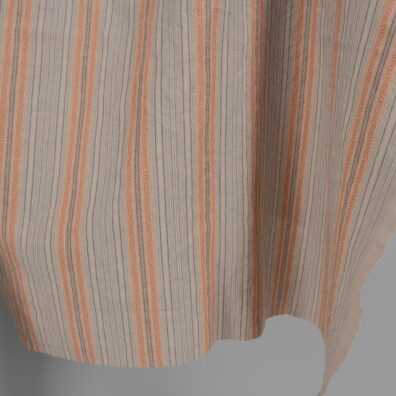 Pellava-puuvillakangas vaaleanruskeaa kuvioraitaa pesty