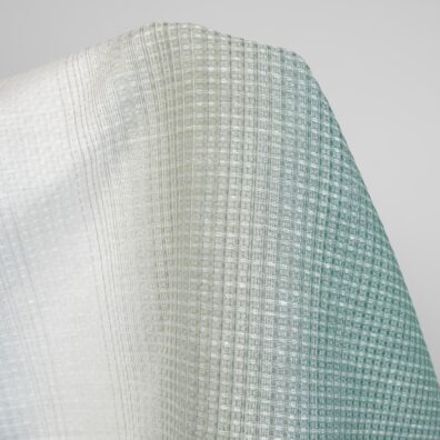 Puuvilla hamppu vohveli kangas tummanvihreä, vanhanvihreä, sinertävänharmaa, siniharmaa ja maidonvalkoinen (kellertävänvalkoinen) lanka yhteen kudottuna, melanssi, jossa on värisävyjä