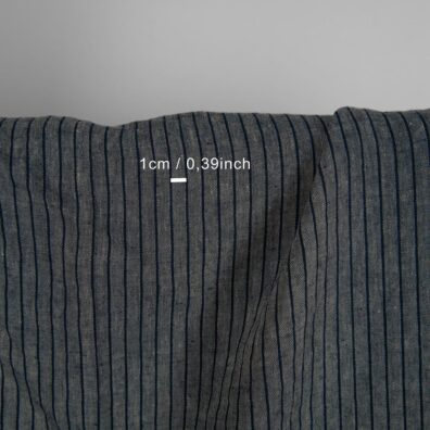 Pellavakangas sinimusta raidallinen pesty, pehmeä, joustava, ihoystävällinen