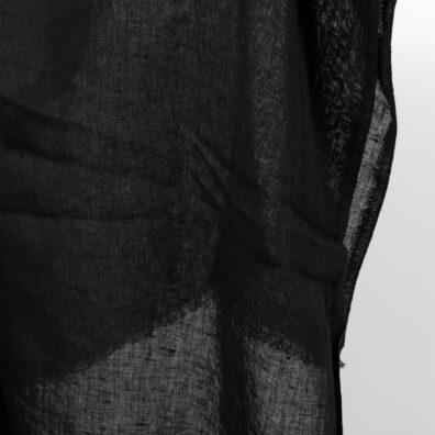 Pellavaharso kangas musta pesty, pehmeä, joustava, ihoystävällinen