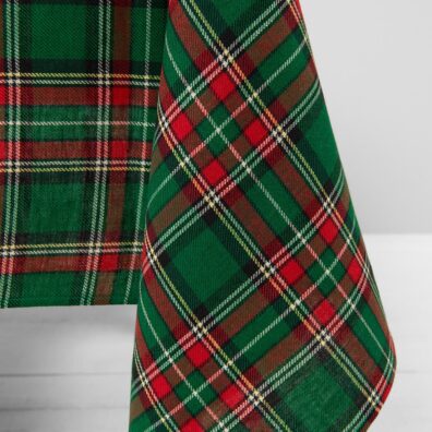 Puolipellava vihreä ruudullinen pöytäliina, Kangaskuvio twill