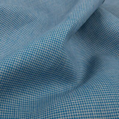 Pellavakangas jossa on pieniä sinisiä ruutuja, leveys 150cm