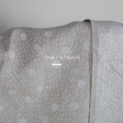 Pellavakangas luonnonharmaa pisteillä, leveys 150cm