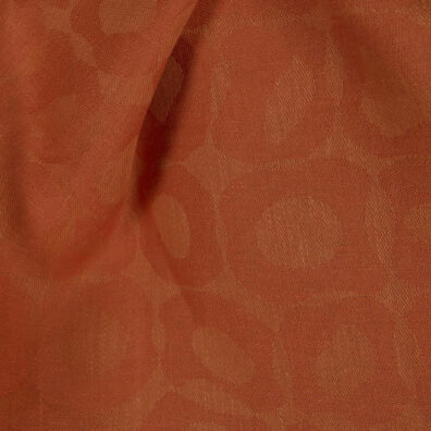 Pellavakangas oranssi jacquard jossa on ympyräaiheinen kuvio