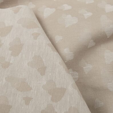 Beige puolipellavainen kangas jacquard sydämet