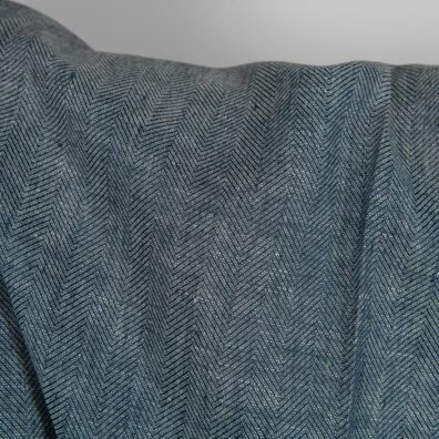 Pellavavilla kangas mustavalkoinen kalanruoto, leveys 150cm