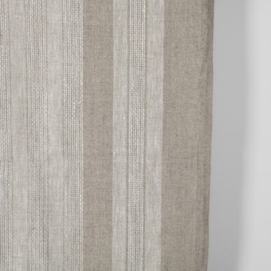 Vaaleanharmaa raidallinen pellavainen keittiöpyyhe kangas, ajour raidat, leveys 50cm