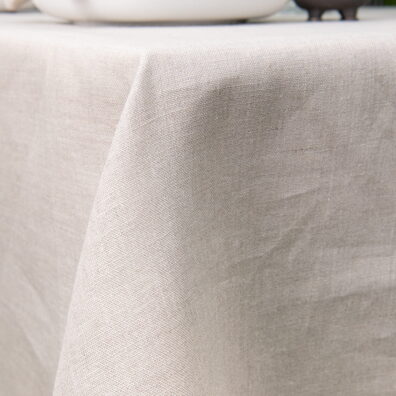 Pellava pöytäliina luonnonharmaa (värjäämätön, ruskehtavan harmaa pellavalanka)