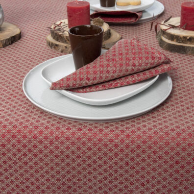 Pellava-puuvillainen punainen pöytäliina