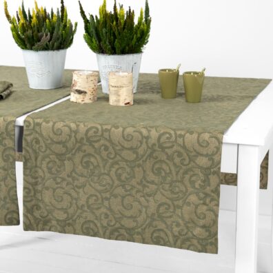 Harmaanvihreä puolipellava kaitaliina kiiltävä hopea jacquard