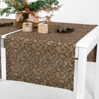 Ruskea puolipellava kaitaliina kiiltävä hopea jacquard