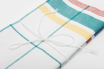 pellavapuuvillainen keittiöpyyhesarja, valkoinen, vihreä/sininen ruutu