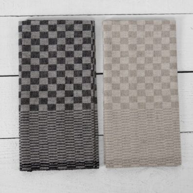 pellavapuuvillainen keittiöpyyhesarja, valkoinen ja luonnonvalkoinen ja musta