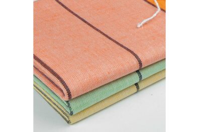 pellavapuuvillainen keittiöpyyhesarja, raidallinen punainen/vihreä/keltainen