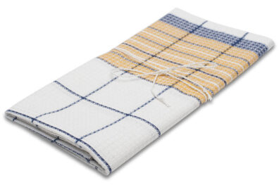pellavapuuvillainen keittiövohvelipyyhe, sininen/keltainen ruutu