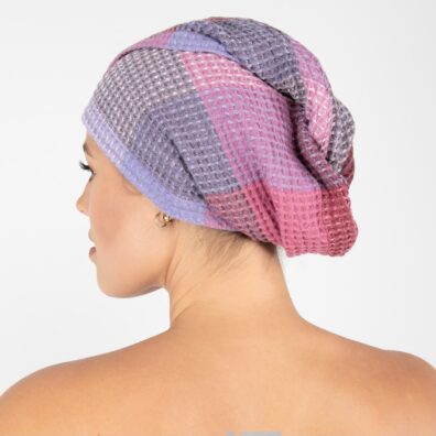 Violetti pellava puuvillaa hiukset kääri pyyhe, vohvelikudos