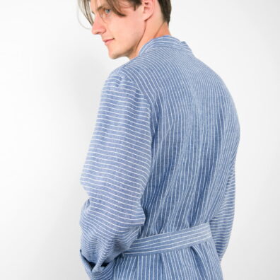 Pellava miesten kylpytakki sininen