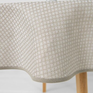 TONY puolipellava pyöreä ovaali beige pöytäliina, 1cm leveä beige piping