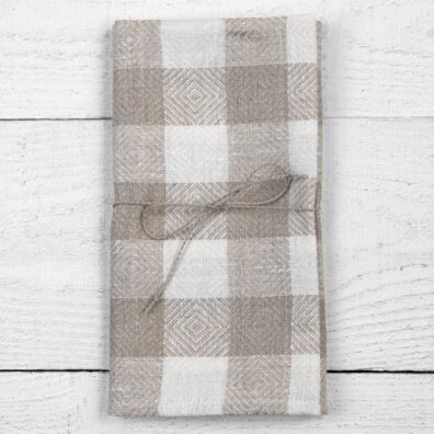 pellava keittiöpyyhe, luonnollinen ja valkoinen timanttikuvio