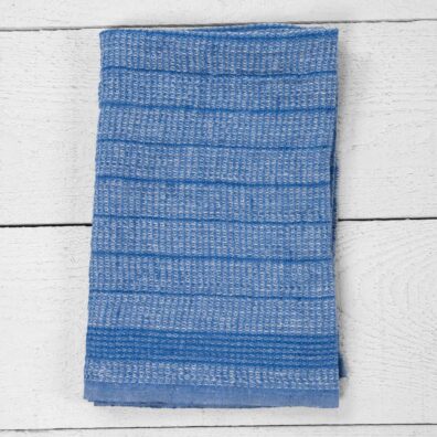 pellava keittiöpyyhe, sininen ja valkoinen vohveli sinisillä raidoilla