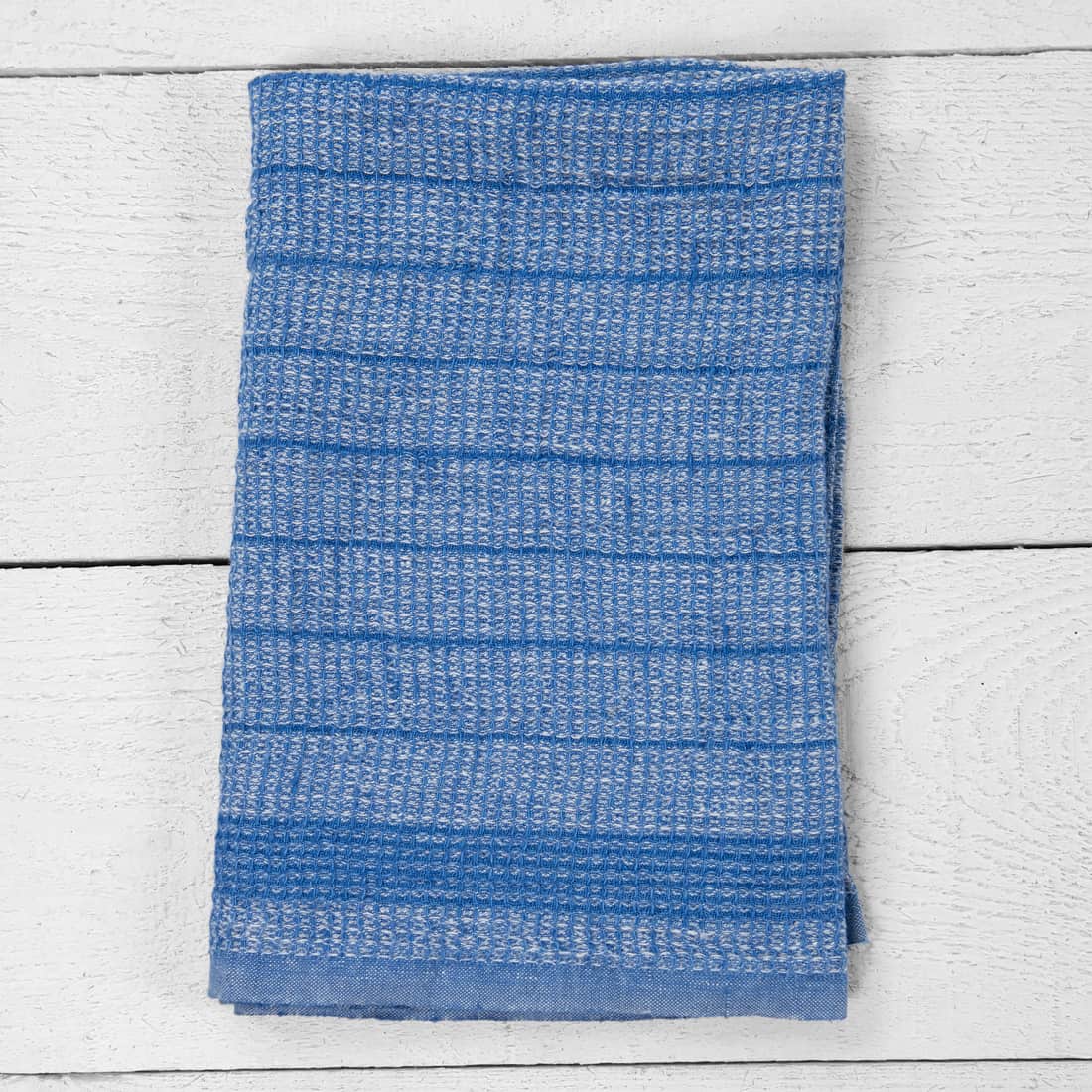 pellava keittiöpyyhe, sininen ja valkoinen vohveli sinisillä raidoilla