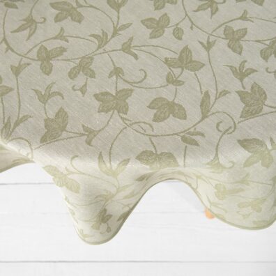 Puolipellava pyöreä ovaali vihreä pöytäliina, jacquard, ryömijäkuvio