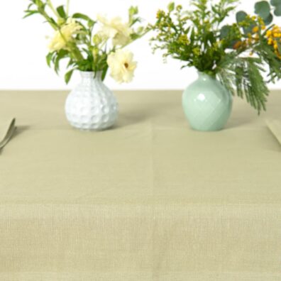 Pellava-puuvilla vihertävä pöytäliina