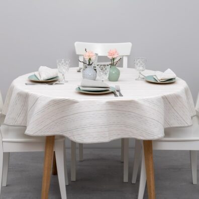 RIGA pyöreä ovaali valkoinen pöytäliina