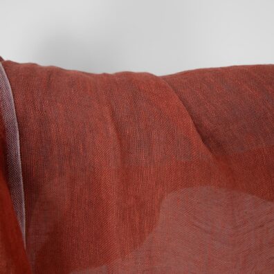 Pellavakangas harso ruskea punainen pesty verhoihin ja huiveihin