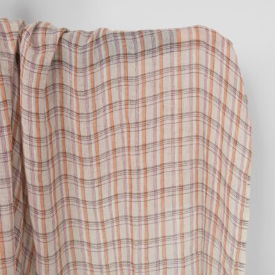 Pellavakangas harso monivärinen ruutukangas pesty