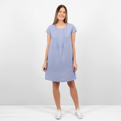 MIREN taivaansininen pellava mekko