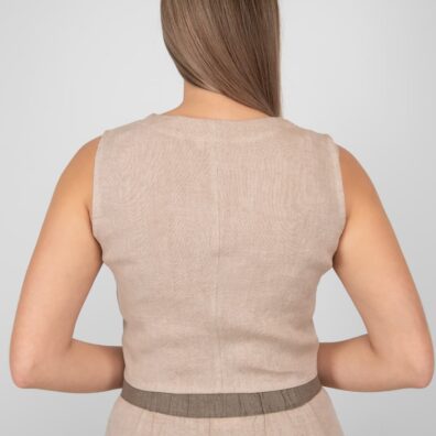 BRITTANY ruskea pellavaliivi, suora, lantiopituinen leikkaus