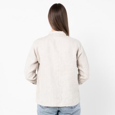 BIANCA pellavapusero beige, lantiopituinen, suora paitaleikkaus