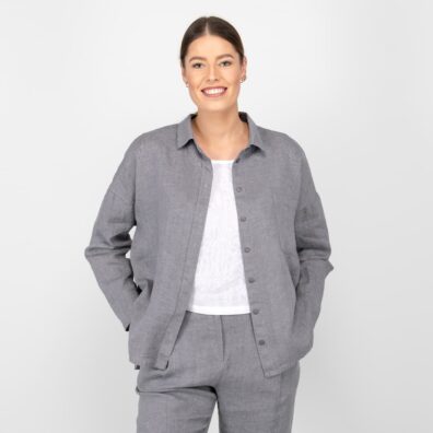 ODILE pellavapusero tummanharmaa