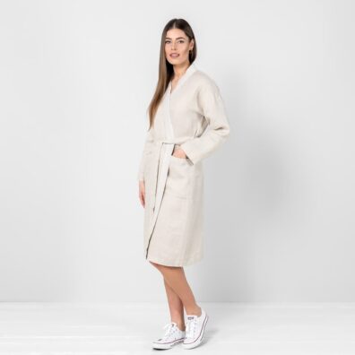 SYDNEY beige pellavakylpytakki, satiinikangas