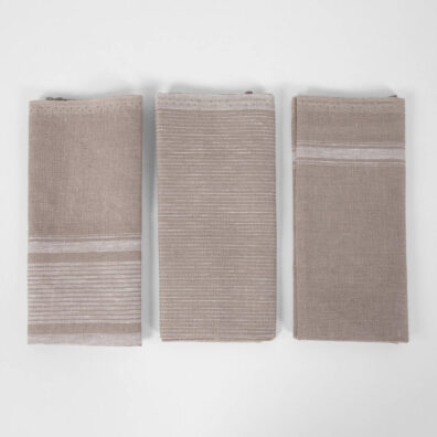 Pellava keittiöpyyhkeet setti beige, raidallista
