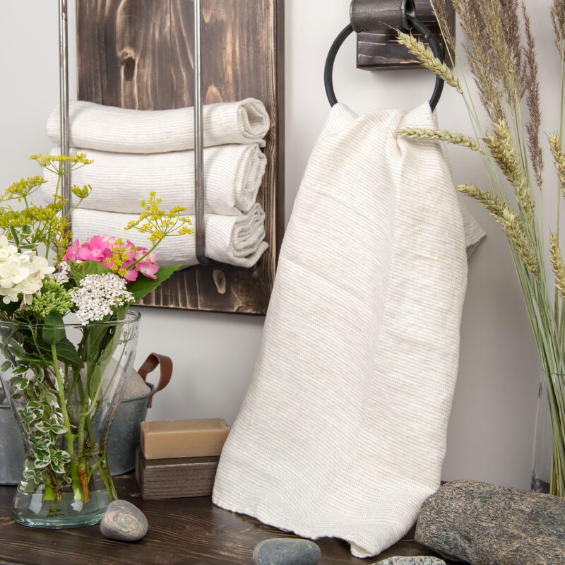 MARGO pellava pyyhe beige raidallinen