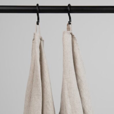 MARGO pellava pyyhe beige raidallinen, silmukalla ripustamista varten