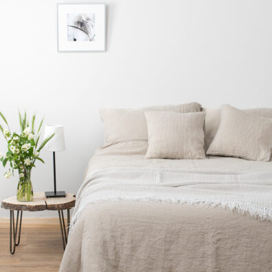 LISA luonnonharmaa vuodevaatteet, pellavapussilakana napeilla