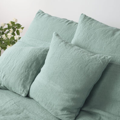 LAGUNA akvamariini (sinivihertävä) pellavainen tyynynpäällinen läpällä