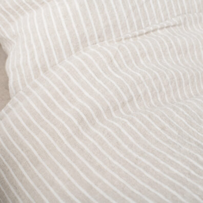 POLO luonnonharmaa - valkoinen raidallinen pellava vuodevaatteet, pesty, pehmeät, hellävaraiset, ihoystävälliset