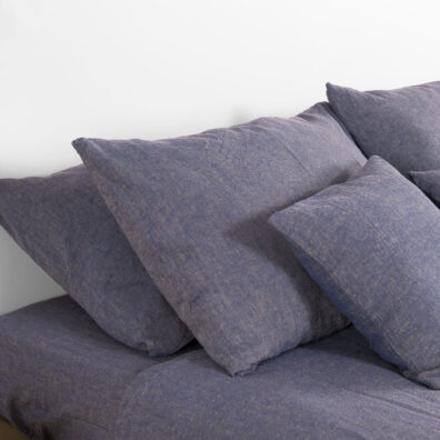 MALTA beige - tummansininen melange puolipellavainen tyynynpäällinen läpällä