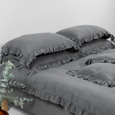 PROVANCE pellava tummanharmaa vuodevaatteet