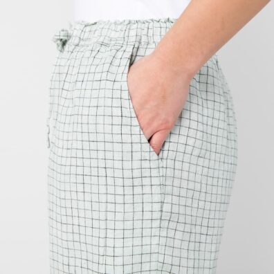 DOLFI pellava vihertävät shortsit taskuilla