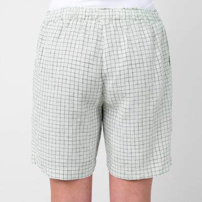 DOLFI pellava vihertävät-musta shortsit ruutukuvio