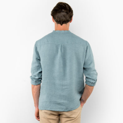 MARTIN pellava paita akvamariininvihreä, suora väljä siluetti