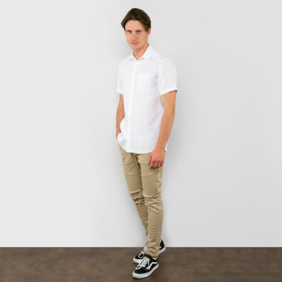 Pellava paita valkoinen lyhythihainen