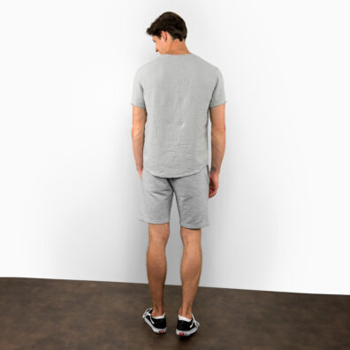 WINDO pellava T-paita vaalean harmaa, suora väljä siluetti