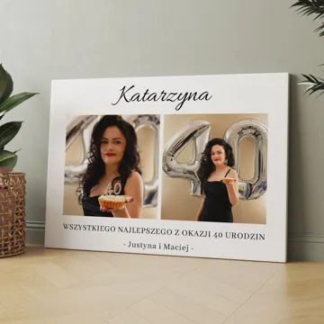 Personalizowany obraz ze zdjęć na płótnie na 40 urodziny 40x30 cm