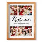 Fotoobraz na płótnie Rodzina własny tekst imiona kolaż zdjęć w drewnianej ramie 30x40 cm